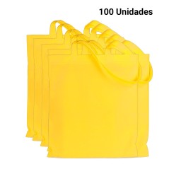 100 Bolsas con asas de tela amarilla