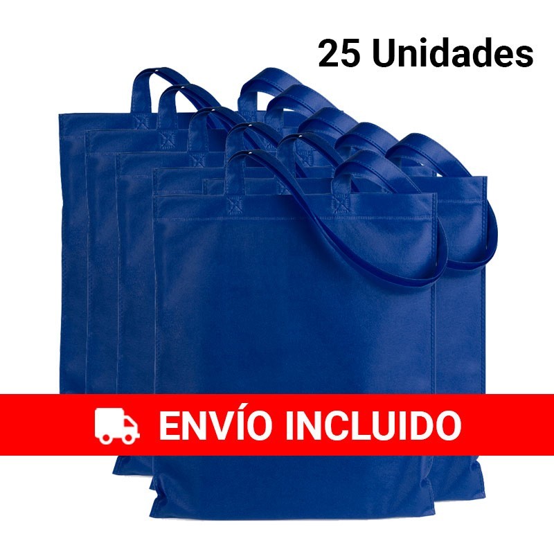 25 Bolsas con asas de tela Azul