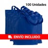 100 sacs à poignée en tissu bleu