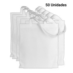 50 Bolsas con asas de tela Blanca