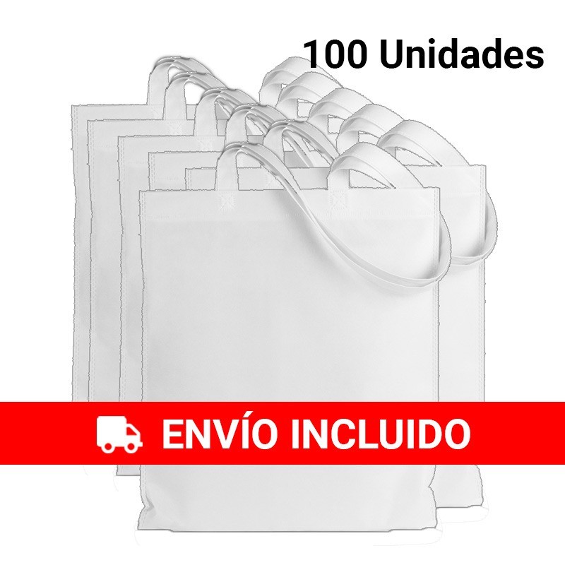 100 Bolsas con asas de tela Blanco