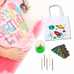 Lote para regalos infantiles con bolsas para colorear, ceras y lápices