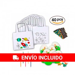 Lot 10 planetary bags with 10 eggs and 10 flexible pencils for children
