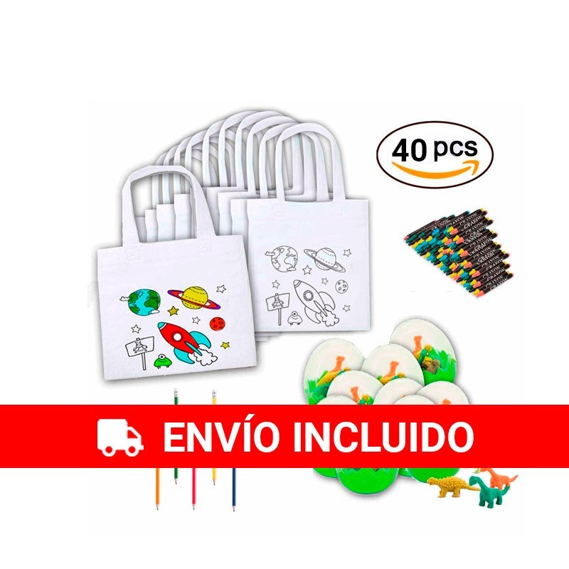 Lot de 10 sacs planétaires avec 10 œufs et 10 crayons souples pour enfants