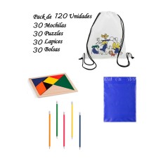 30 Backpacks + 30 Puzzles wit + 30 pencil set to give away