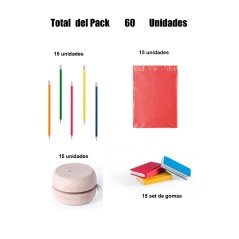 Pack de 15 lápices con goma+ 15 yoyos madera + 15 set gomas flexibles para regalar