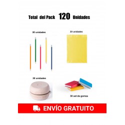 Pack of 30 pencils + 30 wooden yo-yos + 30 set of flexible erasers to give as a gift.