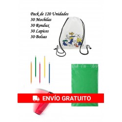 Children's details pack 30 Coloring backpacks + 30 Rondux Games + 30 flexible pencils