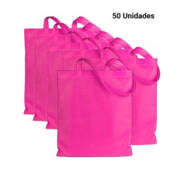 50 Bolsas con asas de tela Fucsia