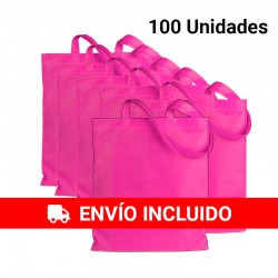 100 Fuchsia fabric bags with handles