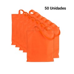 50 sacs en tissu orange avec poignées