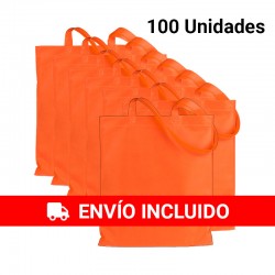 100 Bolsas con asas de tela Naranja