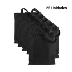 25 Bolsas Con Asa de Tela Negra  | Regalos  Online