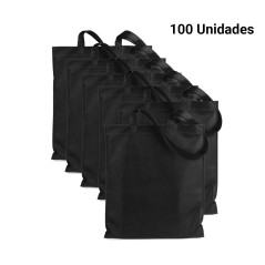 100 Bolsas Con Asa de Tela Negra  | Regalos Online