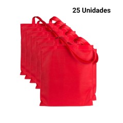 25 Bolsas Con Asa de Tela Roja  | Regalos  Online