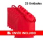 25 Bolsas con asas de tela Roja