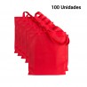 100 Bolsas con asas de tela Rojo