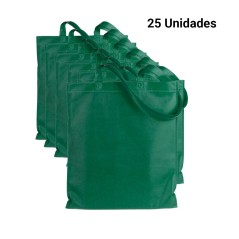 25 Bolsas Con Asa de Tela Verde  | Regalos  Online