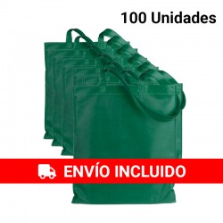 100 Bolsas con asas de tela Verde