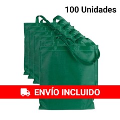 100 sacs en tissu vert avec poignées | Cadeaux en ligne