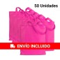 50 sacs en tissu fuchsia avec poignées