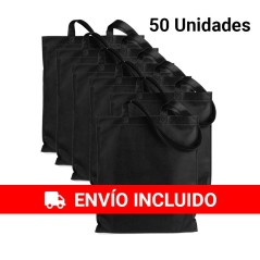 50 Bolsas con asas de tela Negro