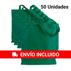 50 Bolsas con asas de tela Verde