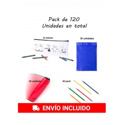Pack 30 Estuches para colorear + 30 juegos rondux + 30 lápices Con goma