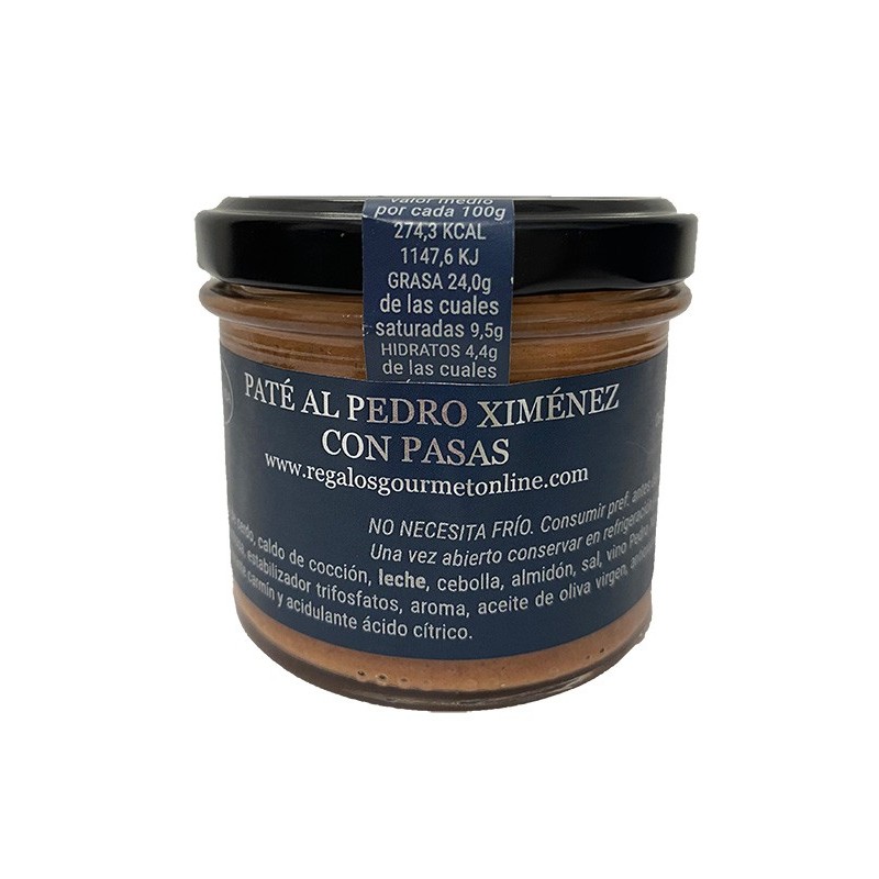 Tarro cristal de paté ibérico al Pedro Ximénez con pasas 100 GR