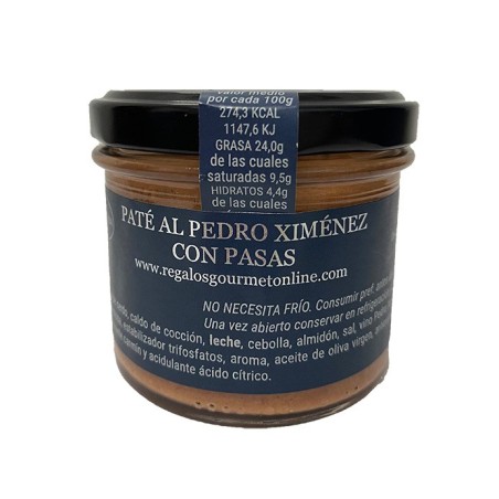 Tarro cristal de paté  ibérico a Pedro Ximénez con pasas 100 GR