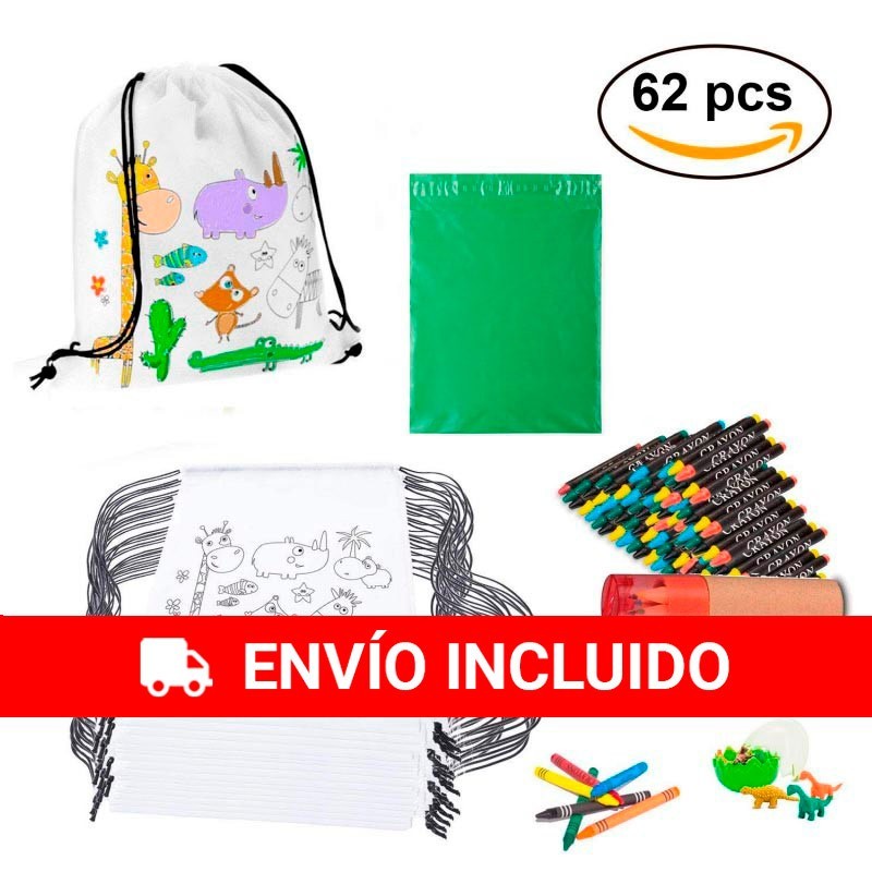 Pack 30 sacs à dos, 30 paquets de cire + étui + œuf en caoutchouc de dinosaure