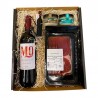 Gift basket with wine, cream cheese, Iberian ham and wine set