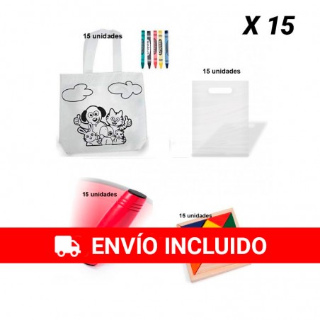 Pack of 15 coloring bags + 15 rondux game + 15 puzzle puzzles
