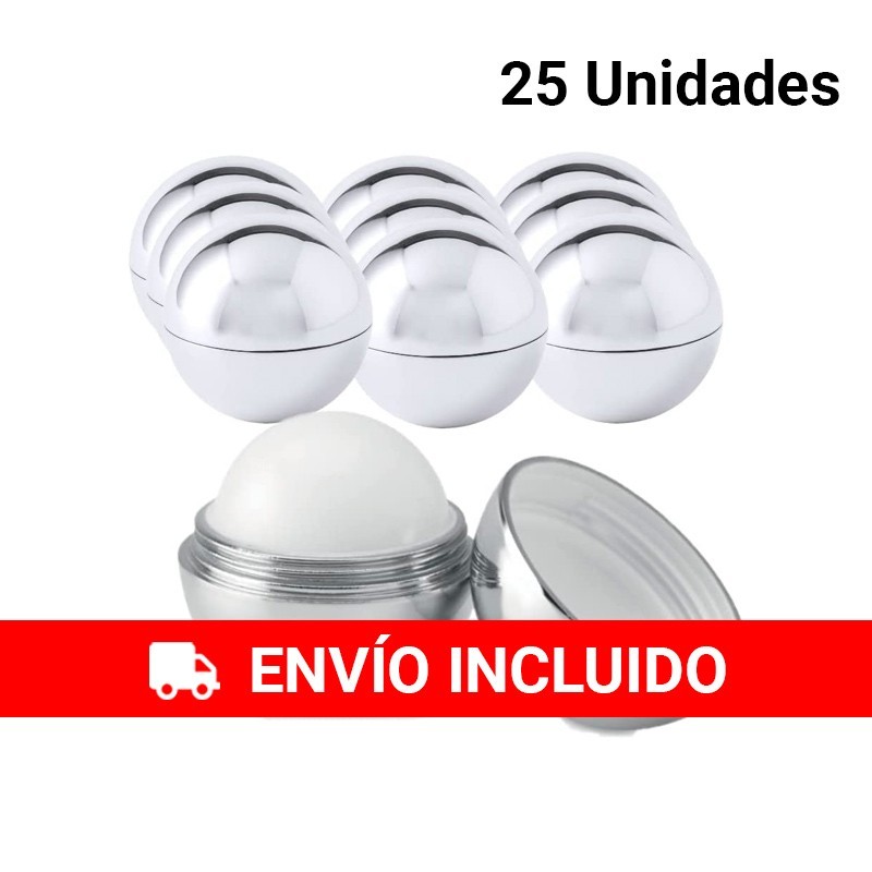 25 Bálsamo Labial Redondo Plateado