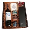 Gift basket with Montequinto wine, wine set, cheese wedge, spreads and chocolates