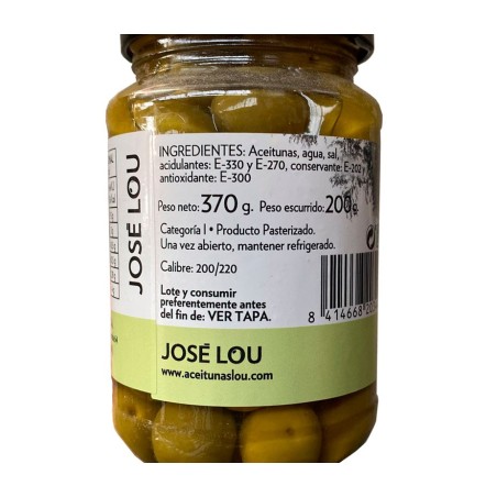 Aceituna Manzanilla Verde Hueso Tarro 200g