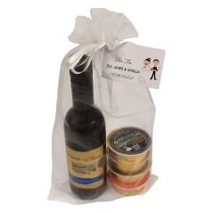 24 Miniature plastic wine bottles with four pâtés