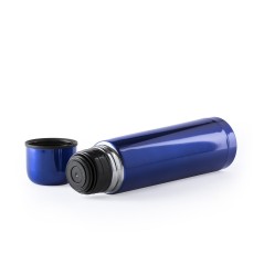 Thermos en acier inoxydable bleu brillant avec mug | Regalos Gourmet