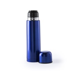 Termo Azul brillante de acero Inox y con taza | Regalos Gourmet Online