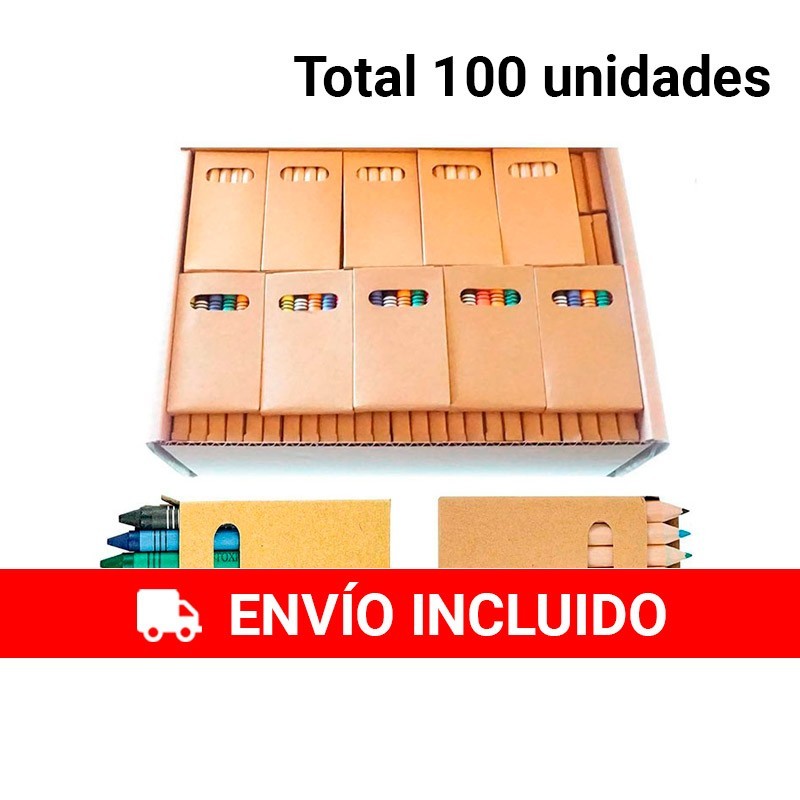 50 Lotes de cajas de ceras y lápices de colores.