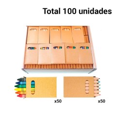 50 Lotes de cajas de ceras y lápices de colores.