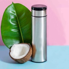 Silver Flask with Infuser and Temperature Gauge | Gourmet Gifts