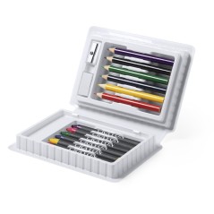 Cadeau pour enfants trousse blanche avec crayons de couleur et crayons à papier | Regalos Online