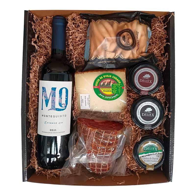 Lote Picoteo 17 - Vino Montequinto, morcón, queso, patés y picos Deliex.