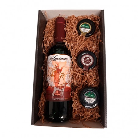 Gift box with Don Luciano wine, Iberian ham and cheese creams