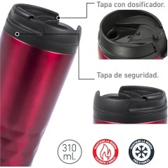 Tasse à café thermique à emporter Tasse à café thermique rouge | Regalos Gourmet Online