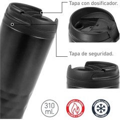 Portable Thermal Mug for Coffee or Tea Black colour | Regalos Gourmet Online