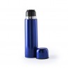 Tasse thermique bleue et pack thermos portable pour boire du café.