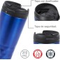 Pack vaso térmico  y termo portátil Azules para tomar café.