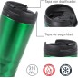 Green thermos and thermos flask pack for drinking coffee.